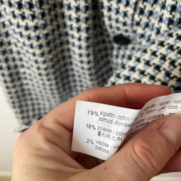 Zara Pinafore Tweed Buttons Overall Dress Blue NWT Size Small - Picture 11 of 11